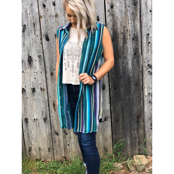 [ BRAND NEW ] Serape Button Down Tunic - Picture 1 of 3